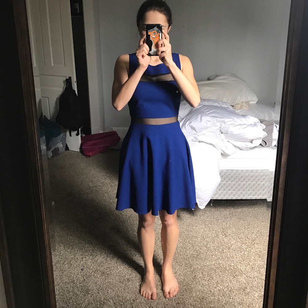 Lush blue mesh cutout dress